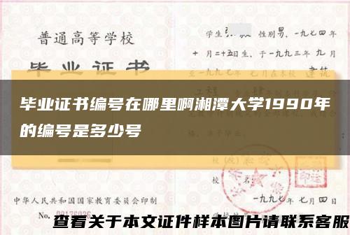 畢業證書編號在哪里啊湘潭大學1990年的編號是多少號縮略圖