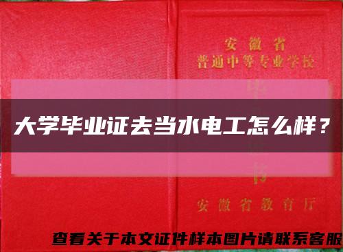 大學畢業證去當水電工怎么樣？縮略圖