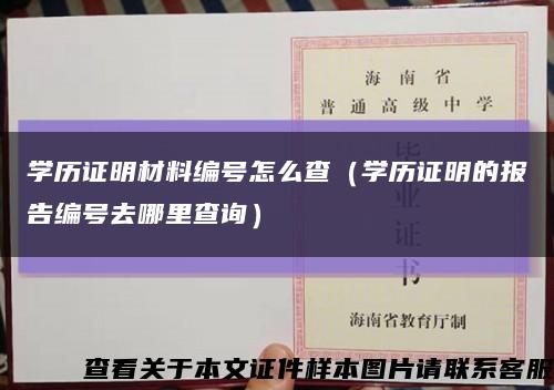 學歷證明材料編號怎么查（學歷證明的報告編號去哪里查詢）縮略圖