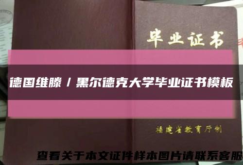 德國維滕／黑爾德克大學畢業證書模板縮略圖