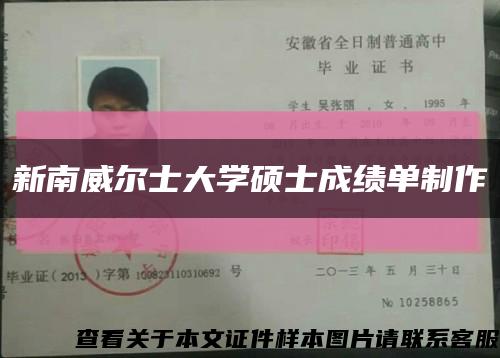 新南威爾士大學碩士成績單制作縮略圖