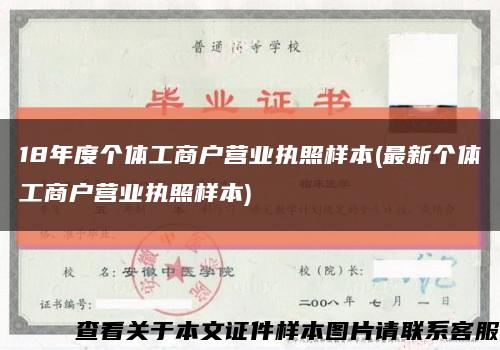 18年度個體工商戶營業執照樣本(最新個體工商戶營業執照樣本)縮略圖