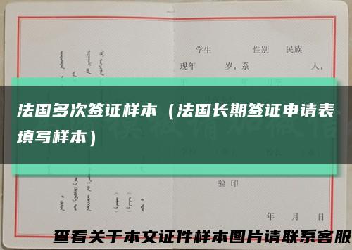 法國多次簽證樣本（法國長期簽證申請表填寫樣本）縮略圖
