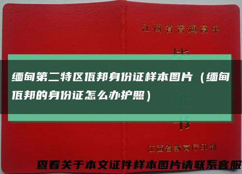 緬甸第二特區佤邦身份證樣本圖片（緬甸佤邦的身份證怎么辦護照）縮略圖
