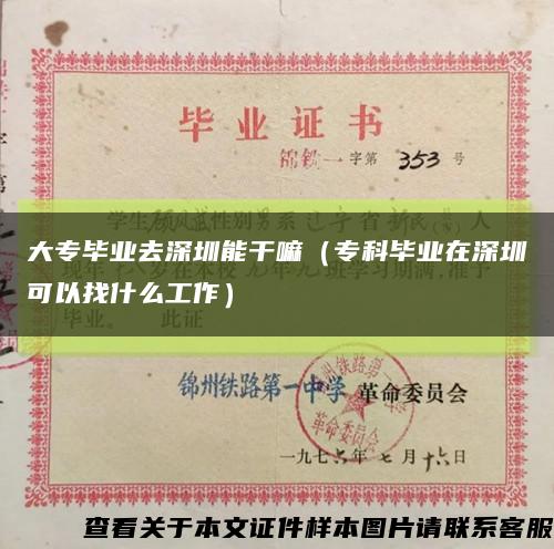 大專畢業去深圳能干嘛（?？飘厴I在深圳可以找什么工作）縮略圖
