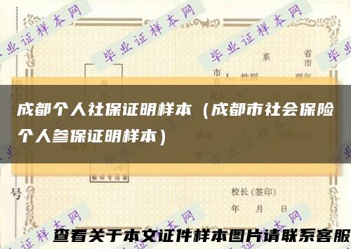成都個人社保證明樣本（成都市社會保險個人參保證明樣本）縮略圖