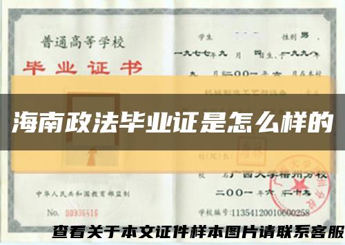 海南政法畢業證是怎么樣的縮略圖