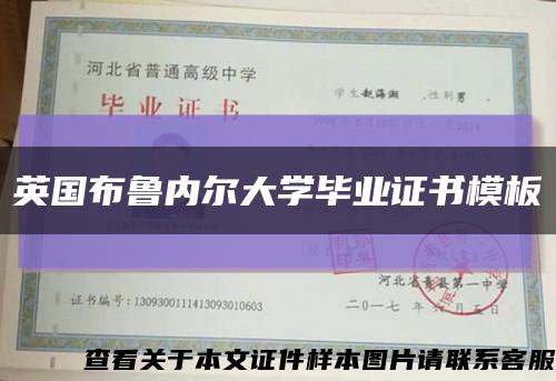 英國布魯內爾大學畢業證書模板縮略圖