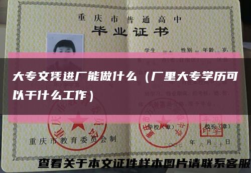 大專文憑進廠能做什么（廠里大專學歷可以干什么工作）縮略圖