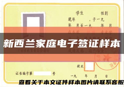 新西蘭家庭電子簽證樣本縮略圖