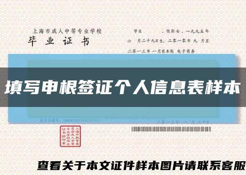 填寫申根簽證個人信息表樣本縮略圖