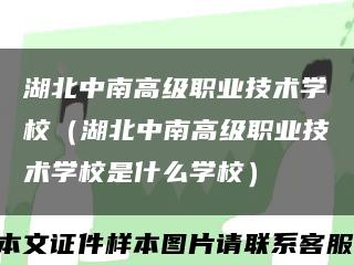 湖北中南高級職業技術學校（湖北中南高級職業技術學校是什么學校）縮略圖
