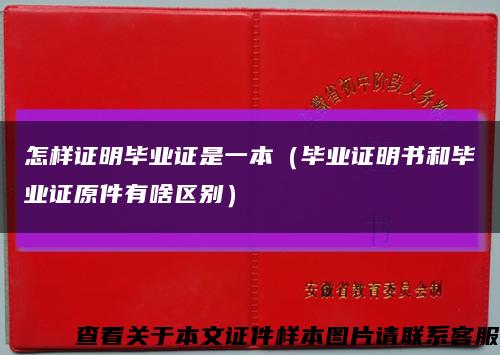 怎樣證明畢業證是一本（畢業證明書和畢業證原件有啥區別）縮略圖