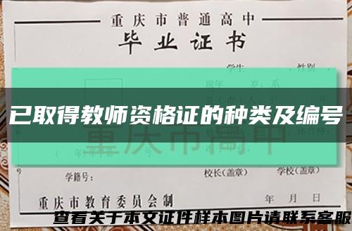 已取得教師資格證的種類及編號縮略圖