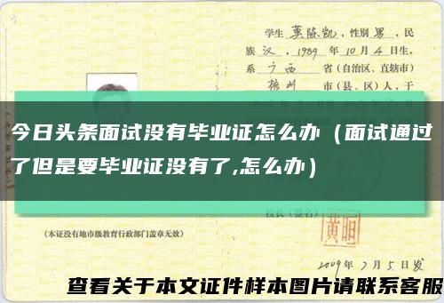 今日頭條面試沒有畢業證怎么辦（面試通過了但是要畢業證沒有了,怎么辦）縮略圖