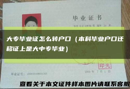 大專畢業證怎么轉戶口（本科畢業戶口遷移證上是大中專畢業）縮略圖