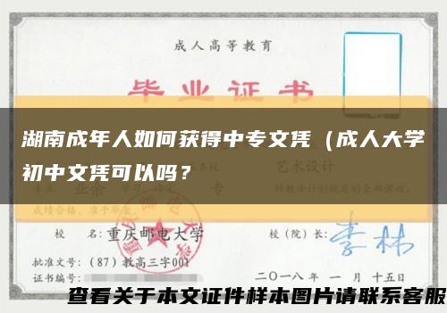 湖南成年人如何獲得中專文憑（成人大學初中文憑可以嗎？縮略圖