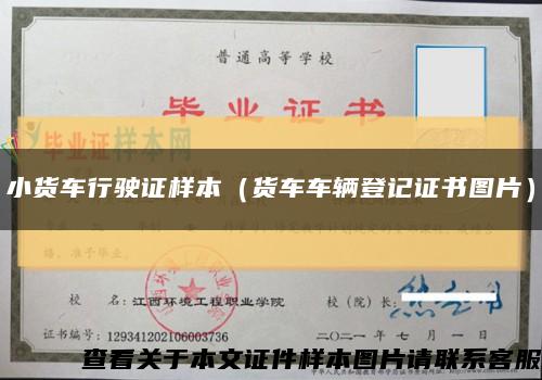 小貨車行駛證樣本（貨車車輛登記證書圖片）縮略圖