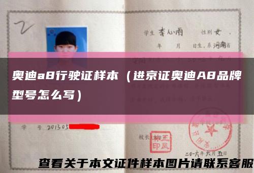 奧迪a8行駛證樣本（進京證奧迪A8品牌型號怎么寫）縮略圖