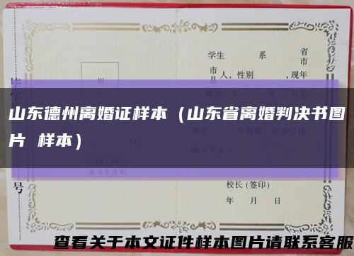 山東德州離婚證樣本（山東省離婚判決書圖片 樣本）縮略圖