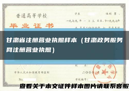 甘肅省注冊營業執照樣本（甘肅政務服務網注冊營業執照）縮略圖