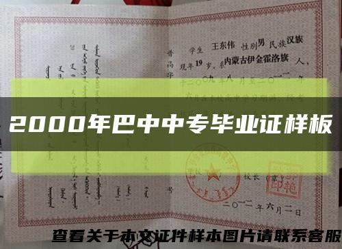 2000年巴中中專畢業證樣板縮略圖