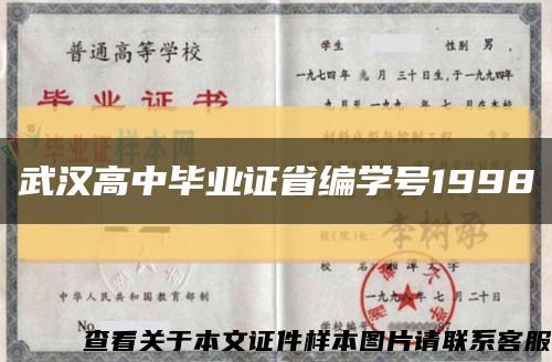 武漢高中畢業證省編學號1998縮略圖