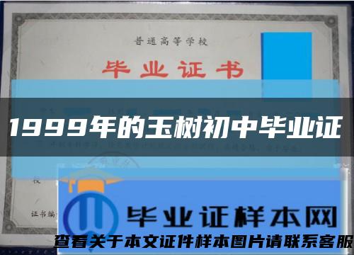 1999年的玉樹初中畢業證縮略圖