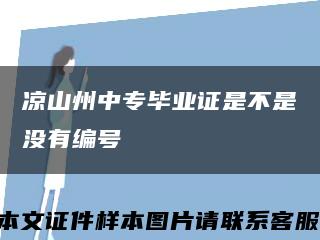涼山州中專畢業證是不是沒有編號縮略圖