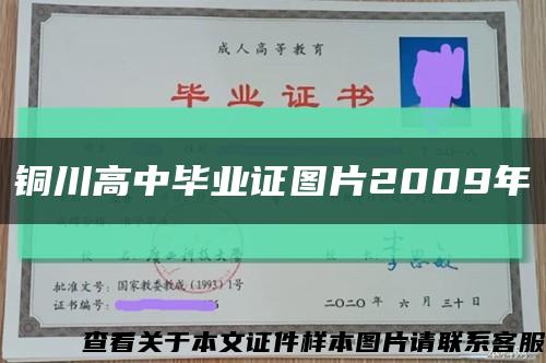 銅川高中畢業證圖片2009年縮略圖