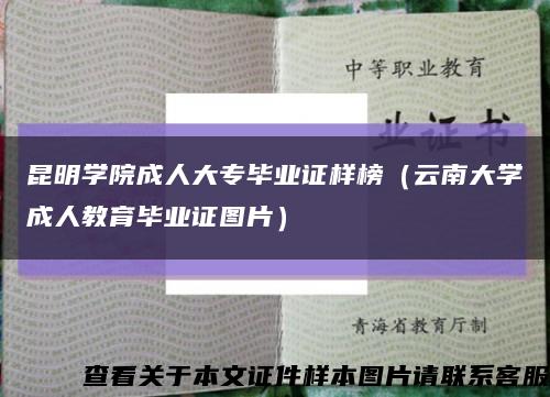 昆明學院成人大專畢業證樣榜（云南大學成人教育畢業證圖片）縮略圖