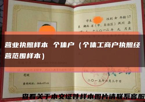 營業執照樣本 個體戶（個體工商戶執照經營范圍樣本）縮略圖