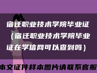 宿遷職業技術學院畢業證（宿遷職業技術學院畢業證在學信網可以查到嗎）縮略圖