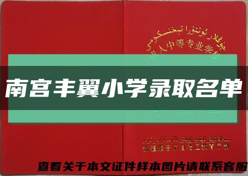 南宮豐翼小學錄取名單縮略圖
