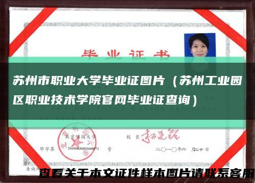 蘇州市職業大學畢業證圖片（蘇州工業園區職業技術學院官網畢業證查詢）縮略圖