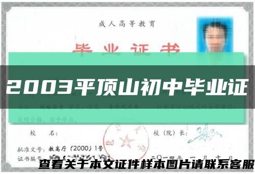 2003平頂山初中畢業證縮略圖