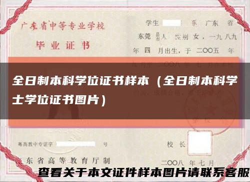 全日制本科學位證書樣本（全日制本科學士學位證書圖片）縮略圖