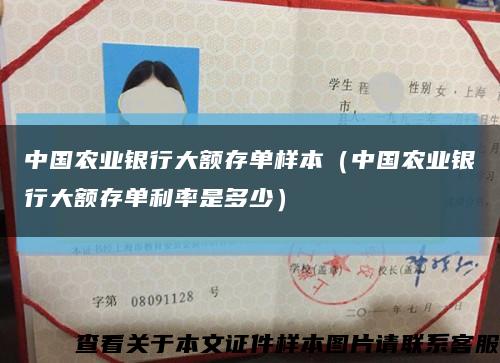 中國農業銀行大額存單樣本（中國農業銀行大額存單利率是多少）縮略圖