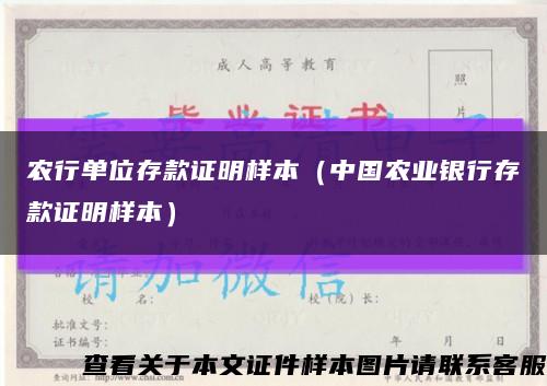 農行單位存款證明樣本（中國農業銀行存款證明樣本）縮略圖
