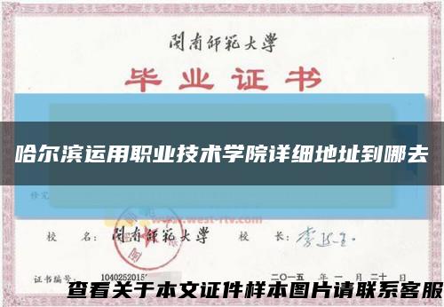 哈爾濱運用職業技術學院詳細地址到哪去縮略圖
