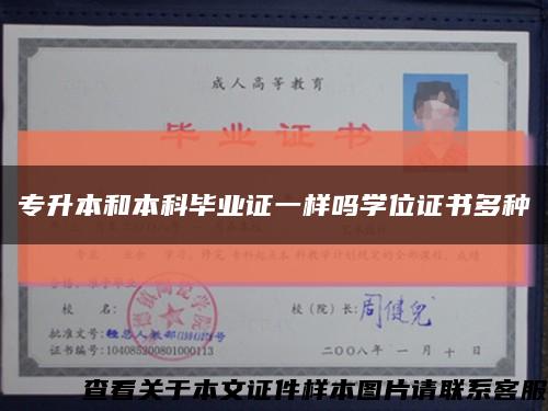 專升本和本科畢業證一樣嗎學位證書多種縮略圖