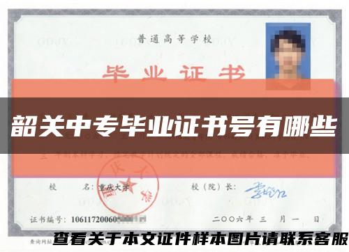 韶關中專畢業證書號有哪些縮略圖