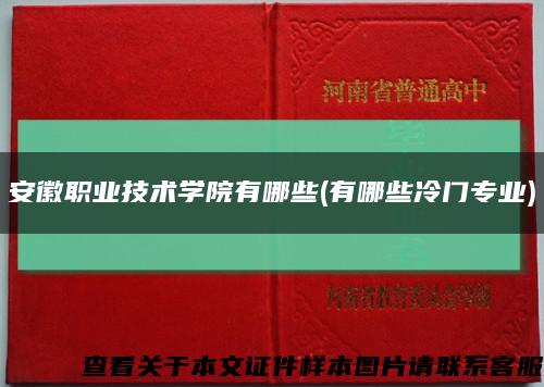 安徽職業技術學院有哪些(有哪些冷門專業)縮略圖