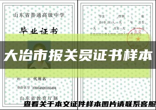 大冶市報關員證書樣本縮略圖
