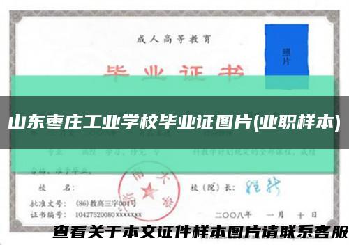 山東棗莊工業學校畢業證圖片(業職樣本)縮略圖