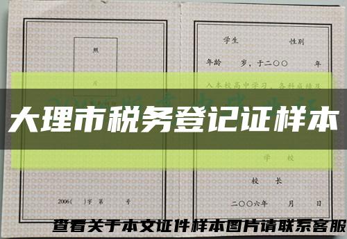 大理市稅務登記證樣本縮略圖
