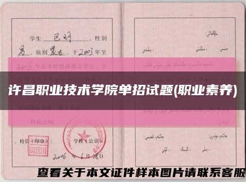 許昌職業技術學院單招試題(職業素養)縮略圖