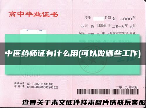 中醫藥師證有什么用(可以做哪些工作)縮略圖