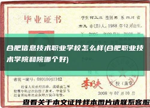 合肥信息技術職業學校怎么樣(合肥職業技術學院和院哪個好)縮略圖
