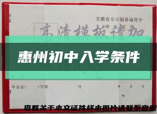 惠州初中入學條件縮略圖